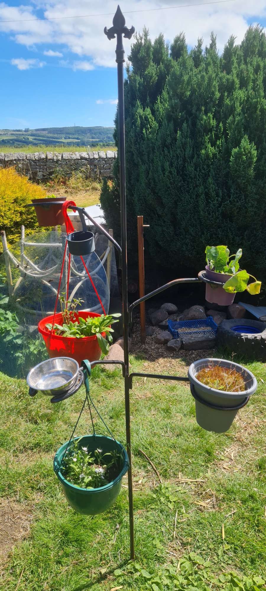 Bird feeder, Plant pot holder, Reclaimed horseshoe bird feeder, Plant stem